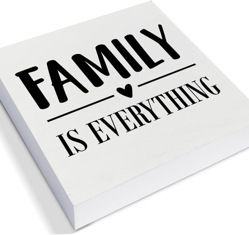 PIXCEOS Family is Everything Decorative Wooden Box Sign Family Home Wood Block Plaque Decor Rustic Shelf or Wall Display for Living Room Bedroom - Image 2
